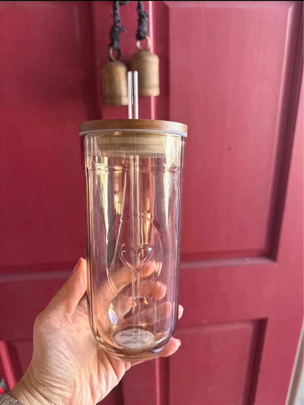 Hearth and Hand Magnolia Glass Tumbler with Bamboo Lid and Straw